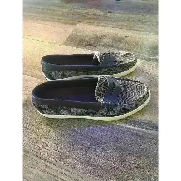 COLE HAAN Women Nantucket Navy Wool Slip On Sneaker Penny Loafers  Size 8b - Picture 4 of 6